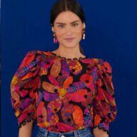 NWT Farm Rio Heart Daisy Blouse - Picture 1 of 3